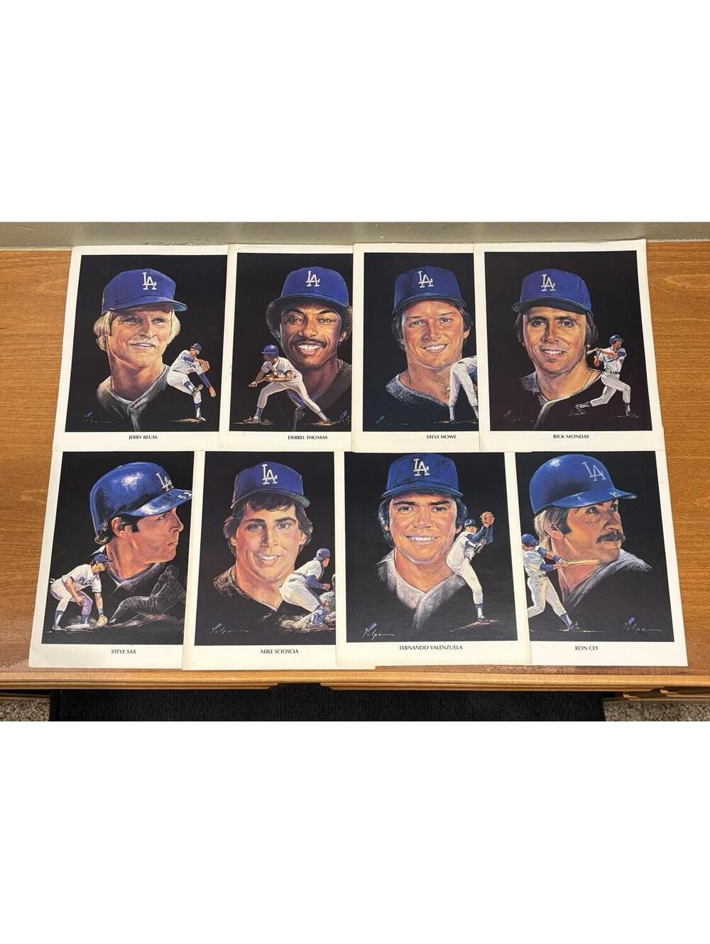 1982 LA Dodgers Union Oil Portrait Prints Valenzuela, Sax, Scioscia, Cey Set 8